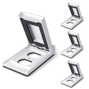 lot 12106 image: AIDA Weatherproof Vertical 1-Gang Duplex Outlet Cover 4.85 x 2.82 White 4 Pack