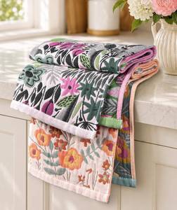 lot 12112 image: MuseHaus Kitchen Towels 2 Pack 100% Cotton Muslin Botanical
