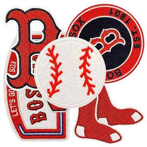 lot 12118 image: Jefuzh Boston Baseball Embroidered Iron-On Patches, 5 Pcs