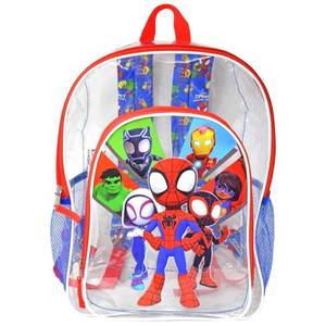 lot 12126 image: Fast Forward Transparent Kids Backpack 16 Inch Spidey & Friends