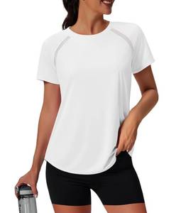 lot 12133 image: NIASHOT Womens Rash Guard Short Sleeve Sun Shirt UPF 50 White Size S