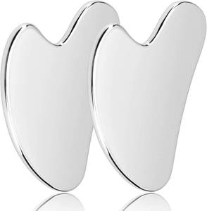 lot 12158 image: GYQORPHA 2Pcs Stainless Steel Gua Sha Facial Tool for Face and Jawline Massage