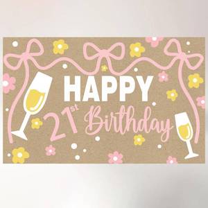 lot 12166 image: JOTTING 21st Happy Birthday Backdrop Banner Waterproof Poster