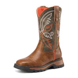 lot 12179 image: GINNI Boys Girls Square Toe Mid Calf Cowboy Boots Eagle Wing Embroidery Size 1LK