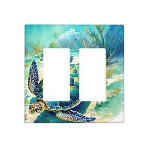 lot 12186 image: Sea Turtle Starfish Light Switch Cover 1 Gang Double Rocker Wall Plate