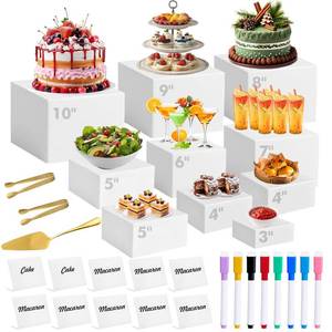 lot 13079 image: Cherizia White Acrylic Buffet Risers Set of 10, 3 to 10 Inch