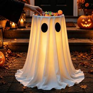 lot 13090 image: LinkCute Halloween Ghost Candy Bowl Stand 30 In With 50 LED Lights