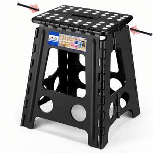 lot 13108 image: ACKO Folding Step Stool 16 Inch Safety Lock 400 lbs Black