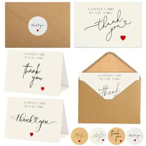 lot 13116 image: Layneria Thank You Cards 100 Pack with Kraft Envelopes and Stickers