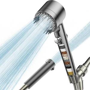 lot 13122 image: PWERAN Filtered Handheld Shower Head with 18-Stage Filter, 4 Spray Modes