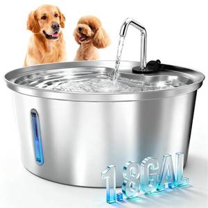 lot 13125 image: Pawccoli Dog Water Fountain 7L1.8Gal 304 Stainless Steel