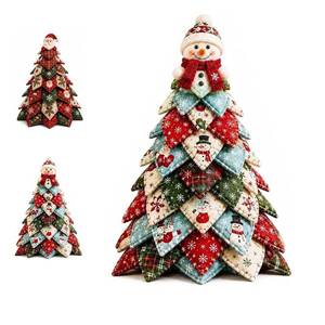 lot 13146 image: Generic Christmas DIY Quilted Fabric Tree Kit 3D Patchwork Craft Set