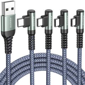 lot 14157 image: AINOPE 90 Degree USB C Cable 4-Pack 3.2A Nylon Braided Right Angle