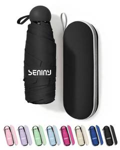 lot 14178 image: Seniny Mini Collapsible Travel Umbrella with Case 40.2 Inch UPF 50