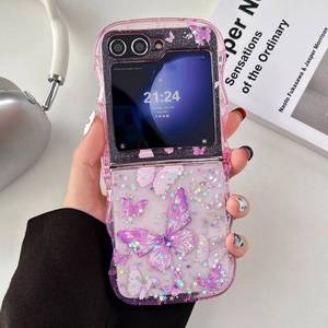 lot 14199 image: UEEBAI Butterfly Phone Case for Samsung Galaxy Z Flip 7 5G Hot Pink