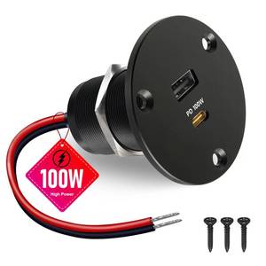 lot 14201 image: Obeaming RV USB Outlet 100W PD3.0 Type-C 12V Dual USB Charger