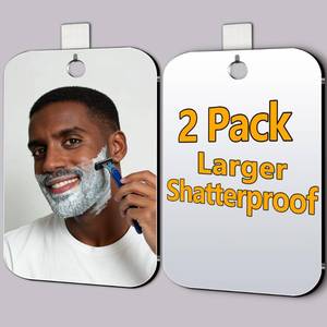 lot 14218 image: JEIAKONJI 2 Pack Shower Mirror for Shaving Shatterproof Acrylic 10.7 x 8 Inch