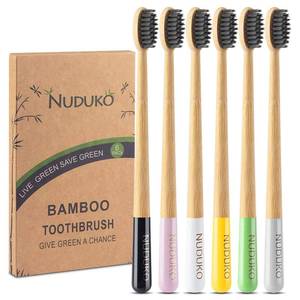 lot 14246 image: NUDUKO Bamboo Toothbrushes 6 Pack Soft Bristle