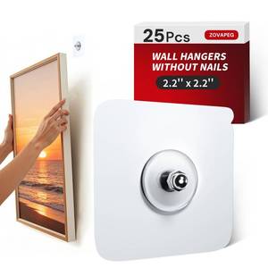 lot 14265 image: ZovaPeg Picture Hangers Without Nails 20 Lb Capacity Adhesive Hooks 25 Pack