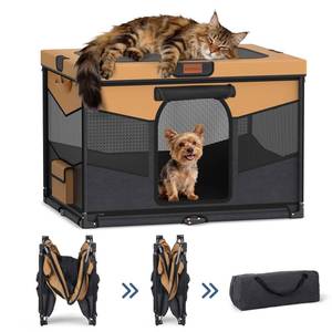 lot 19092 image: LOOBANI Foldable Dog Playpen for Small Dogs 32 x 24 x 22 In Brown