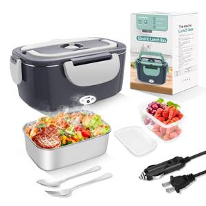 lot 19106 image: HOLDRUBY Electric Heated Lunch Box 80W 1.5L 12V 24V 110V Dark Grey