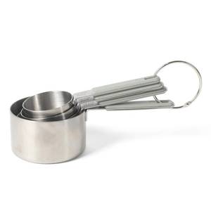 lot 20277 image: Calphalon Prime 4-Piece Stainless Steel Measuring Cup Set with Silicone Handles (1 Broken Measuring Cup)
