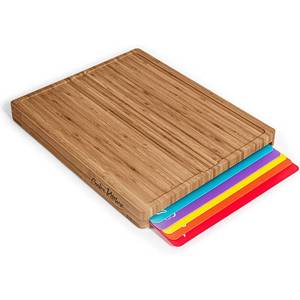 lot 20284 image: Cooler Kitchen Bamboo Cutting Board Set with 6 Mats, 16 x 14 Inch