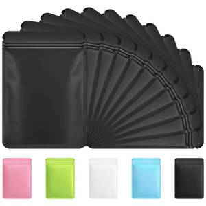 lot 20290 image: Funfery Black Mylar Resealable Smell Proof Packaging Bags 100 Pack