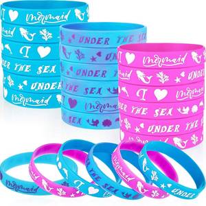 lot 20291 image: Gejoy Mermaid Silicone Wristbands 30 Pieces Under The Sea Party Favors