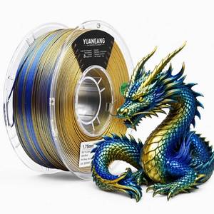 lot 20300 image: YUANEANG Silk Dual-Color PLA Filament 0.069 in Blue-Gold 2.2 lb Spool