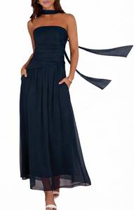lot 20325 image: Gert Corel Womens Strapless Ruched Maxi Dress with Scarf M