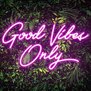 lot 20326 image: Kavaas Good Vibes Only Pink LED Neon Sign 17.7 x 9.9