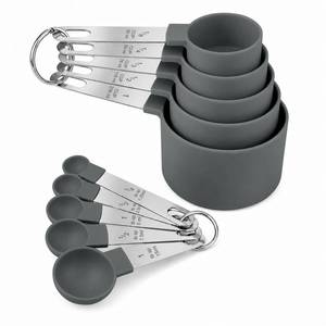 lot 20338 image: FONYA Measuring Cups and Spoons Set 10-Piece Stainless Steel Grey (� Cup Broken)