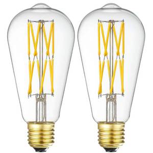 lot 20347 image: LVYE LED Edison Bulb 12W 3000K Soft White Dimmable E26 ST64, Pack of 2