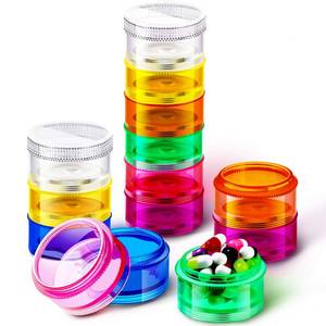 lot 20350 image: Sieral 7 Day Stackable Pill Organizer Round Weekly Containers 2 Pieces