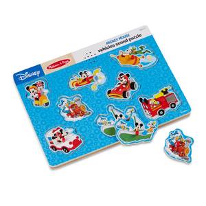 lot 20365 image: Melissa & Doug Disney Mickey Mouse & Friends Vehicles Sound Peg Puzzle 8 Piece