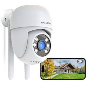 lot 20371 image: AMOROM 2K Wired Outdoor Security Camera 360 PTZ 2.4GHz Color Night Vision