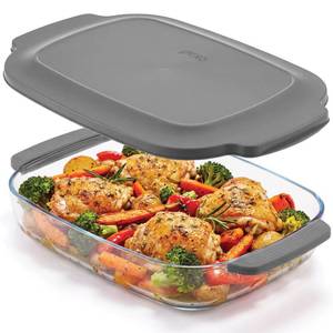 lot 1672 image: Pexo Glass Baking Dish with Lid 9x13 Deep Lasagna Pan Gray