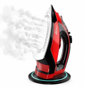 lot 1673 image: OMAIGA Cordless Steam Iron 1500W Ceramic Soleplate Red