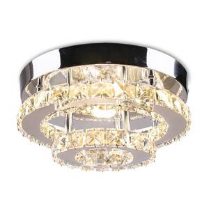 lot 1694 image: Cainjiazh 9.8-Inch 2-Tier Crystal LED Semi Flush Mount Ceiling Light 30W