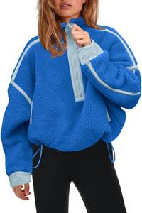 lot 1701 image: Panadila Womens Half Zip Fleece Pullover Sherpa Jacket, Bright Blue, Size L