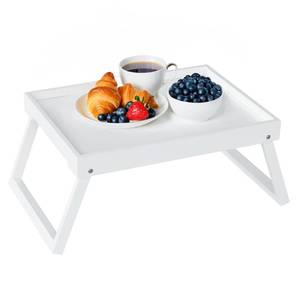 lot 1703 image: RRX Bamboo Bed Tray Table with Folding Legs, Breakfast Tray, White