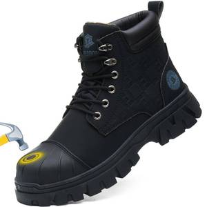 lot 1707 image: KELODON Waterproof Steel Toe Work Boots Men 6 Inch Leather Black Size 9