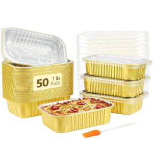 lot 1719 image: LNYZQUS Small Aluminum Foil Pans with PP Lids, 1 LB, 50 Pack