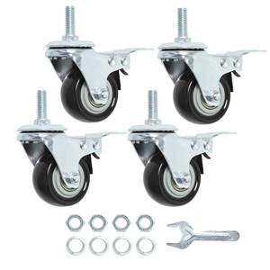 lot 1731 image: Finnhomy Swivel Stem Casters 2 Inch 516-18 x 1 With Brake Set of 4