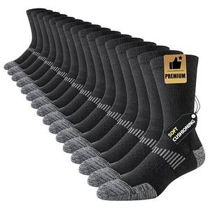 lot 1743 image: Mens Crew Athletic Socks 8 Pairs Black X-Large Sock Size 13-15