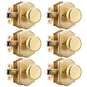 lot 1747 image: Starpy 6 Pack Brushed Gold Door Knob with Lock for Privacy