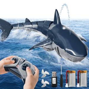 lot 1759 image: NIPLOOOW RC Shark Toy 118 Scale 2.4GHz Remote Control Pool Boat