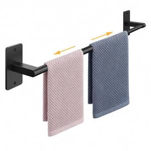 lot 2052 image: STWWO Adjustable Towel Bar 14.25-24.41 Inches Black Stainless Steel