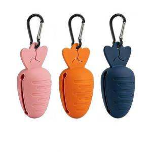 lot 2295 image: Dorkita Dog Poop Bag Holder for Leash, 3 Pack Silicone Carabiner Clip